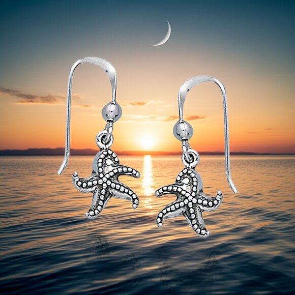 Sterling Silver Starfish Earrings - Picture 1 of 3